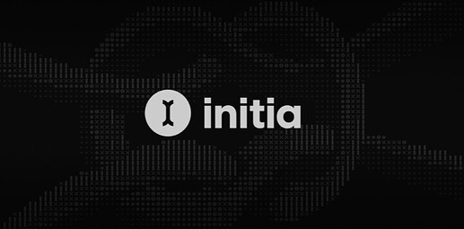 The image features the word "initia" alongside a circular logo on a dark, pixelated background. (Captioned by AI)