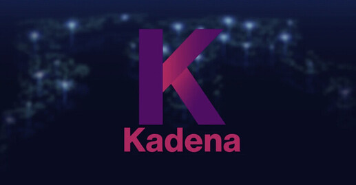The image features the logo for "Kadena" with the letter "K" in shades of purple and pink against a dark background. (Captioned by AI)