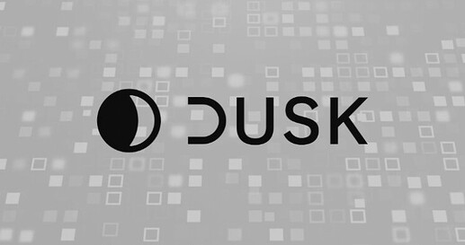 The image features the word "DUSK" alongside a circular symbol on a grey mosaic background. (Captioned by AI)