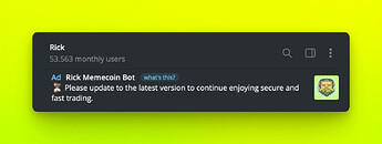 Example scam ad on Telegram