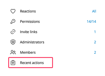 Recent actions under Manage Group.