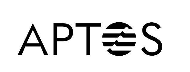 The image features the word "APTOS" in bold black letters with the letter "O" stylised as a circle with horizontal lines. (Captioned by AI)